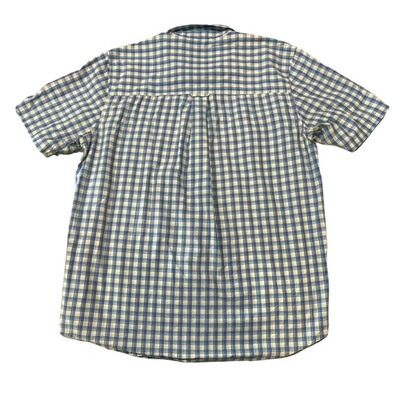 Chaps Easy Care Men's Blue & Green Checkered Short Sleeve Button Down Size Large - Picture 3 of 3